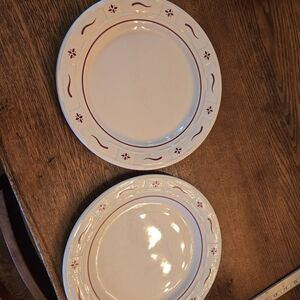Longaberger Cream and Red Dinnerware Set